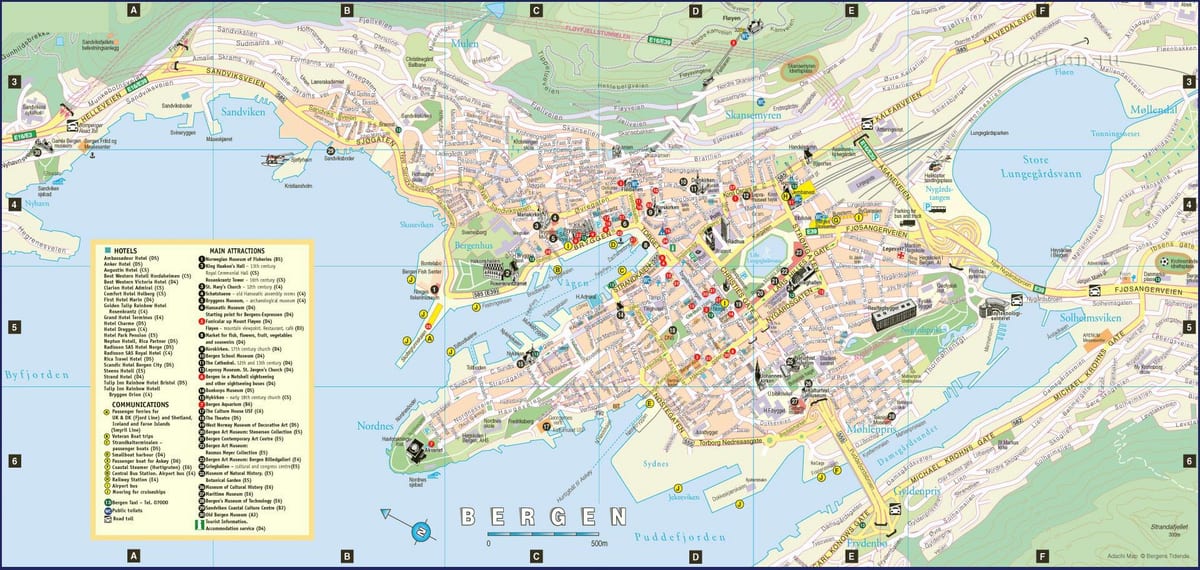 փողոց քարտեզի bergen, Նորվեգիա