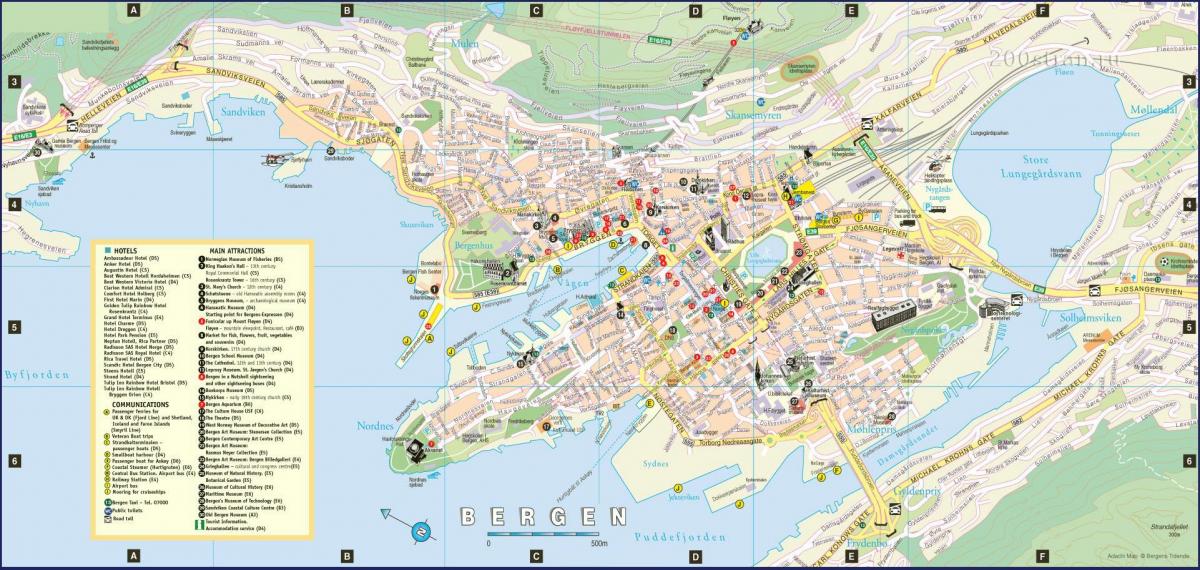 քաղաք Bergen Նորվեգիա քարտեզի վրա