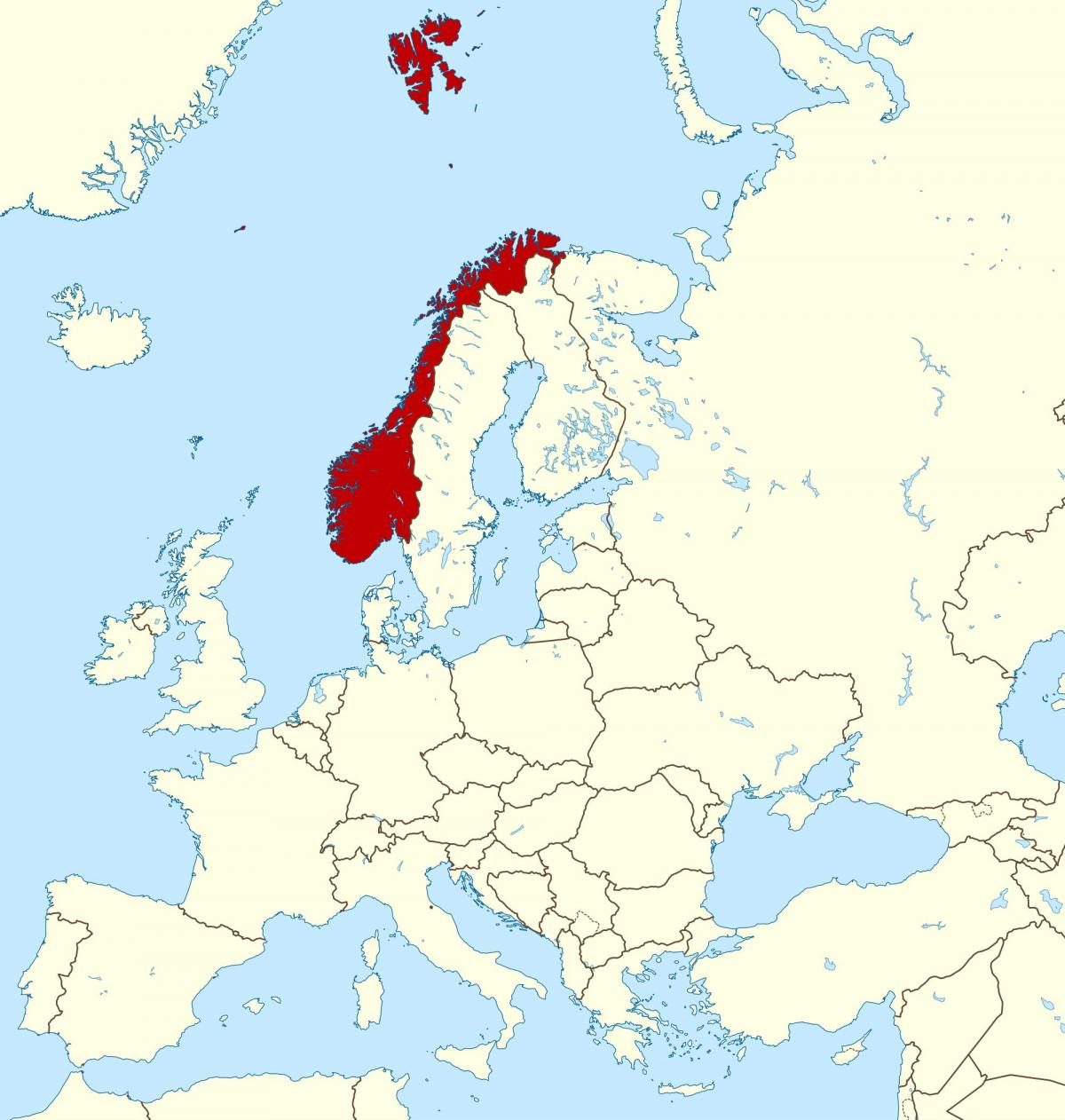 քարտեզ է Նորվեգիայի և Եվրոպայի