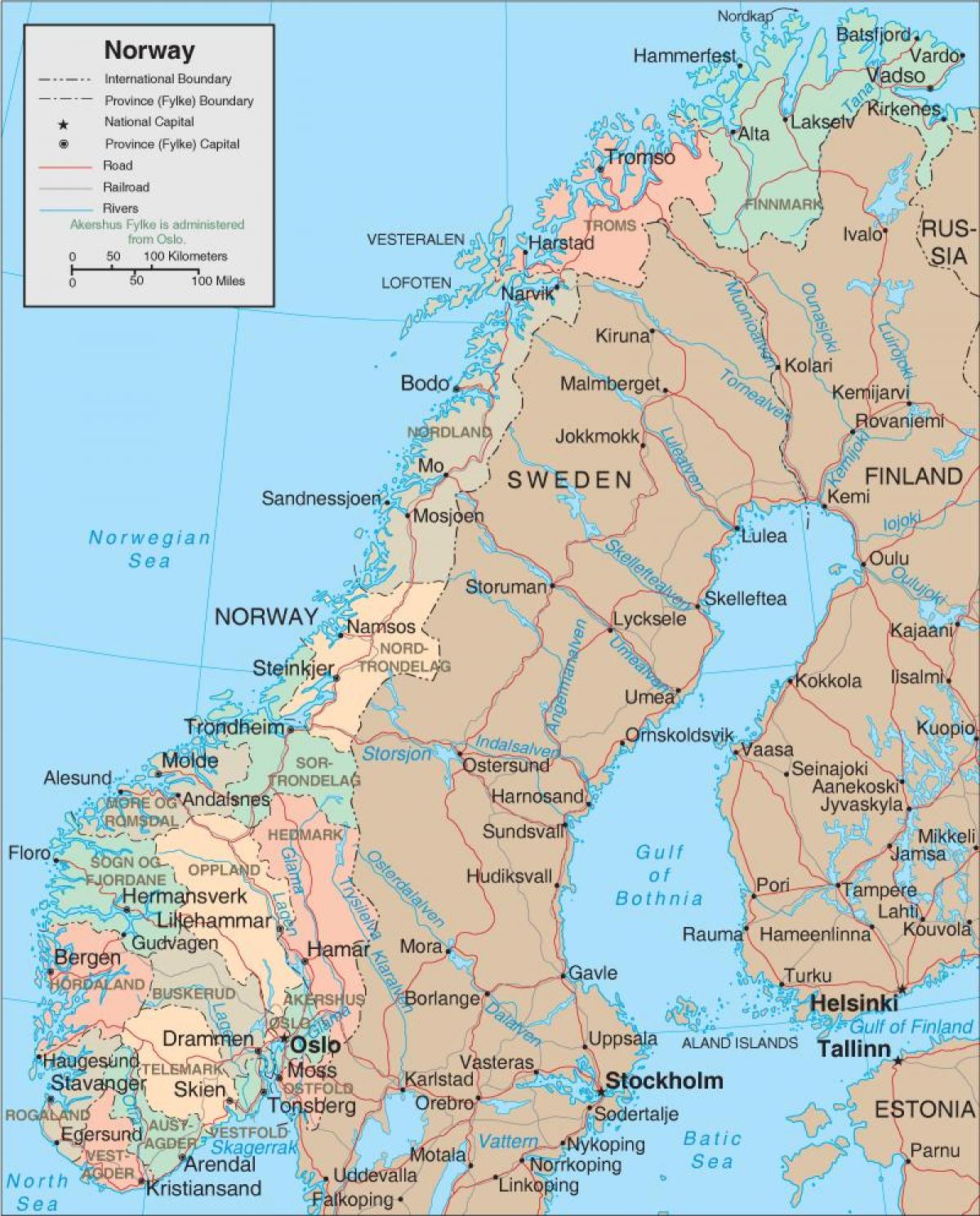 Նորվեգիայի քարտեզ