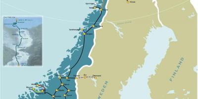 Նորվեգիան երկաթուղային քարտեզի վրա